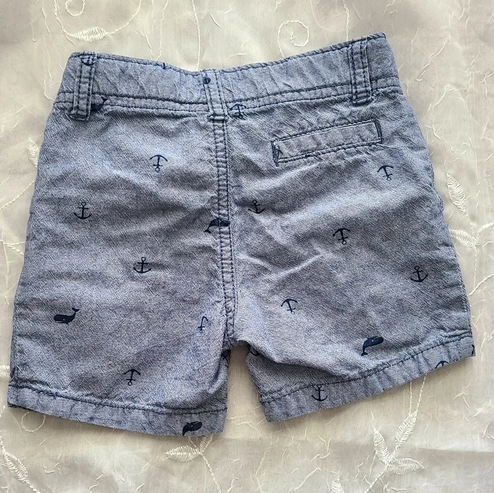 Carters Nautical Blue Boy Shorts 12 Months Preppy Anchor Whale Beach Summer